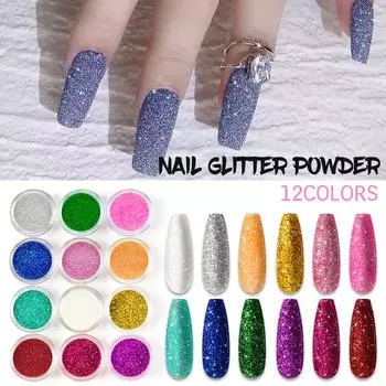 Набор блестящих пудр для ногтей VANREESA, 12 шт., украшения для дизайна ногтей, акриловые блестящие пигменты, маникюрные инструменты
