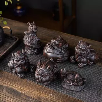 Набор богатства фиолетовый песок Pixiu Kung Fu Чайный сервиз Аксессуары Украшение чайного стола Чайный питомец