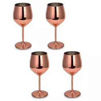Набор бокалов для вина 500 мл, набор из 4 небьющихся бокалов для вина с медным покрытием