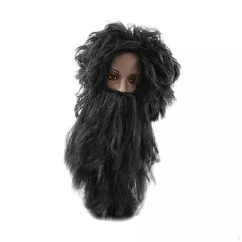 Набор бород и волос, накладные бороды для костюмированной вечеринки, аксессуары для косплея чёрный