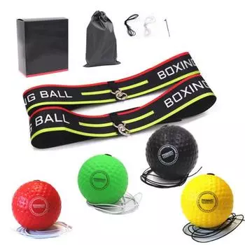 Набор боксерских мячей с повязкой на голову, регулируемый, легкий, портативный, скорость удара, боксерский мяч, средство для тренировки координации глаз и рук B