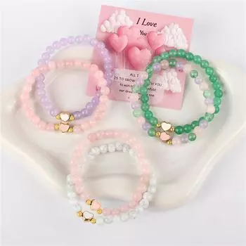 Набор браслетов для пары из натурального камня, подарок на День святого Валентина, открытки ко Дню святого Валентина для детей в школьных классах, обмен подарками на День святого Валентина One Size