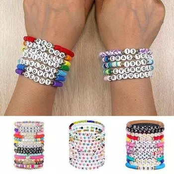 Набор браслетов дружбы в стиле Тейлора, регулируемые эластичные украшения ручной работы из бисера для концертов, подарков F