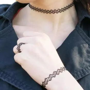 Набор браслетов-колье и ожерелья из 3 предметов чёрный