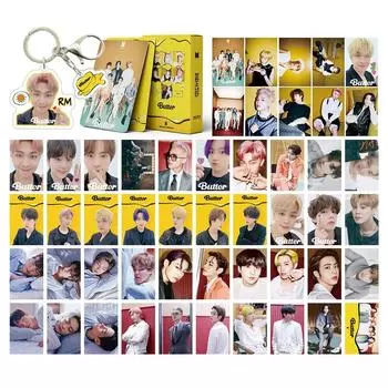НАБОР брелоков для карт BTS BUTTER LOMO ДЛЯ альбома Bangtan Boys BUTTER LOMO Набор фотокарт 54 фотографии Новый альбом Поддержка селфи Товары Почтовая открытка Популярный подарок