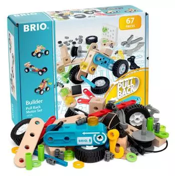 Набор BRIO Builder Pull Back Motor Set 34595 [Всего 67 деталей] Для детей от 3 лет (Плотник, Игрушка-инструмент, Развивающая игрушка, Ролевая игра)