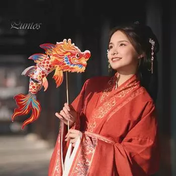 Набор бумажных фонарей «Золотая рыбка» своими руками, китайский новогодний фонарь ручной работы с шестом, ночник в виде рыбки, набор фонарей «сделай сам», для фестиваля середины осени C