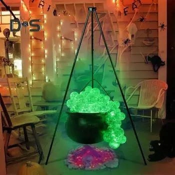 Набор бурлящих котлов, большой котел ведьм с гирляндой, черная пластиковая миска, ведро для конфет, украшение на Хэллоуин для улицы и дома B зелёный