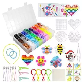 Набор бусин для глажки 5 мм, 48 цветов, 6300 бусин, различные дизайны, искусство, простота для всех, белые и черные сменные бусины, специальный футляр в комплекте, бусины для поделок своими руками