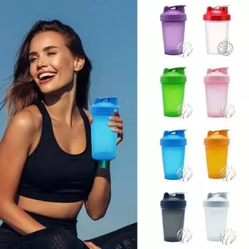 Набор бутылочек-шейкеров емкостью 400 мл с ручкой, крышкой, нескользящей конструкцией, герметичным носиком с откидной крышкой, чашками для протеинового шейкера, не содержащими бисфенола-А, и шариками для смешивания из нержавеющей стали. белый