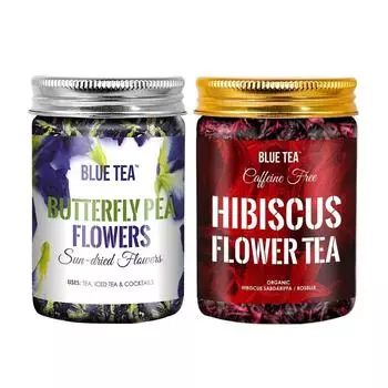 Набор чая из цветков Клитории и Гибискуса (150 г), Butterfly Pea Flower & Hibiscus Flower Tea Set, Blue Tea 150g