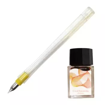 Набор чернил для перьевой ручки Sailor Dip Pen Dipton10 мл. 1 кисть Hocoro Letter Coral Humming Shimmer + 10-0250-701