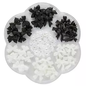 Набор черно-белых деталей для ногтей Maybraun Ribbon Pearl Nail, разноцветные, 1 комплект
