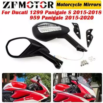 Набор черных зеркал для мотоцикла с поворотниками для Ducati 1299 Panigale S 2015-2018 959 Panigale