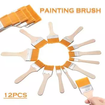 Набор деревянных кистей Kell для рисования акриловыми акварельными красками, 12 шт.