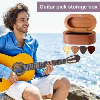 Набор держателей для медиаторов Yousheng с 4-мя деревянными медиаторами, органайзер для акустической электрогитары, укулеле, мини-шкатулка для хранения ювелирных изделий