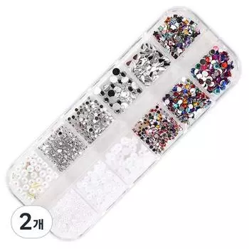 Набор деталей для ногтей Chic Fit Nail с камнями, 12 видов, разные цвета, 2 шт.