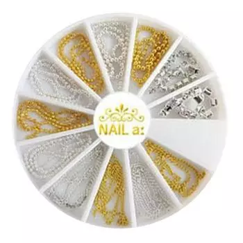 Набор деталей для ногтей Nailroom, цепочка из шариков 013, 1 комплект