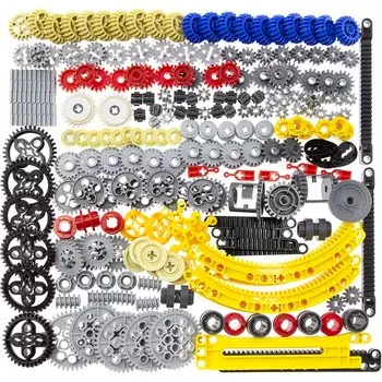 Набор деталей Habow Technic из 233 предметов: Включает в себя совместимые с LEGO Technic шестерни Technic, соединители осей, кулачки Technic, червяки Technic, шестерни, рулевое управление.