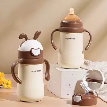 Набор детских термобутылок из нержавеющей стали 316, детская термокружка с ручкой, соской и трубочкой, обучающая детская кружка для питья Nipple and Straw