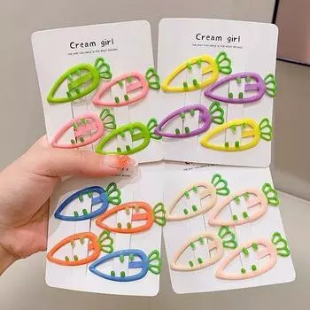 Набор детских заколок для волос, милые заколки с редисом из мультфильма, заколки для челки, корейский детский зажим для волос, головные уборы, аксессуары для волос для девочек