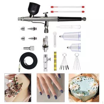 Набор для аэрографии Воздушный шланг и очистка кистей Гравитационная подача для нейл-арта Black
