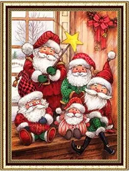 Набор для алмазной вышивки «Санта, Рождество» 5D, рамка для вышивания, мозаика, квадратные бусины, инструкция по эксплуатации, гарантия AN-diaart AM-128