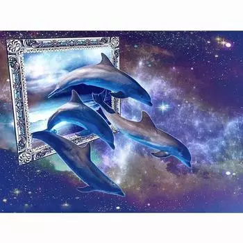 Набор для алмазной живописи, квадратная круглая дрель, звездный дельфин, сделай сам, вышивка крестиком, домашний декор 20*30cm full drill