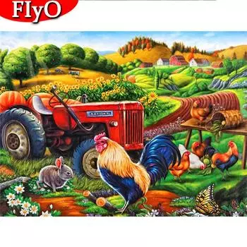 Набор для алмазной живописи Пейзаж Алмазная вышивка Распродажа Животные Курица Фотографии Стразы Мозаика Декорция Full Round (20X30CM)