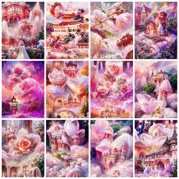 Набор для алмазной живописи «Розовая роза», вышитая мозаика, дом, фантазия, цветочный пейзаж, квадратная/круглая картина для домашнего декора Full Round 20x30CM