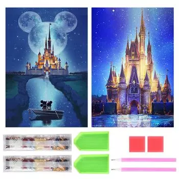 Набор для алмазной живописи Samkos Diamond Painting Set of 2 Castle Beautiful Full Paste Diamond Art 5D Beginner Adult Children Handcraft Kit Home Wall