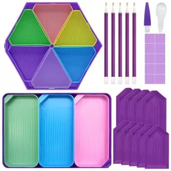 Набор для алмазной живописи SENHAI 5D Diamond Art Tray Kit, набор инструментов и аксессуаров для алмазной живописи с клеем, глиной, алмазной ручкой, органайзером для сортировки бусин, лотком для алмазной живописи