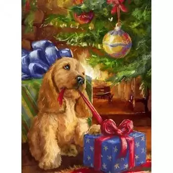 Набор для алмазной живописи, стразы для собак, животных, 5D Diy, Алмазная вышивка, вышивка крестиком, мозаика, рождественские подарки, ручная работа Full Round 20x30CM