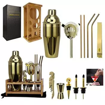 Набор для бармена из нержавеющей стали Подставка Винные принадлежности Шейкер для коктейлей Снежный ковш Чашка Шейкер Бар Полный набор принадлежностей