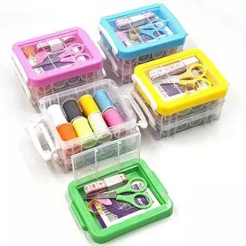 Набор для домашнего хранения, швейная коробка, двухслойная швейная коробка для общежития, набор для шитья, инструменты для шитья и ремонта