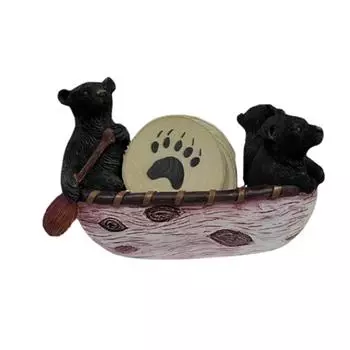 Набор для гребли из смолы «Черный медведь» Каноэ ручной работы Милая статуэтка медведя One Size чёрный