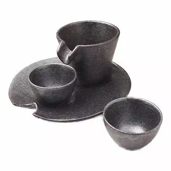 Набор для холодного сакэ «Шизуру» (серебристо-черный)