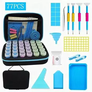Набор для хранения алмазной живописи из 77 предметов, инструменты для вышивки, алмазная живопись из стразов, сверкающие бриллианты, идеальная коробка для хранения произведений искусства фиолетовый