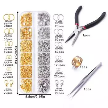 Набор для изготовления украшений своими руками – 12-секционная коробка с соединительными кольцами, застежками-лобстерами и инструментами для бисероплетения и крафтовых проектов One Size