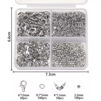 Набор для изготовления ювелирных изделий 500 шт./коробка Застежки-лобстеры и соединительные кольца с коробкой для DIY цепочек, ожерелий, браслетов, ножных браслетов, соединители A17