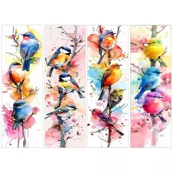 Набор для изготовления закладки «Птица на ветке» с двухсторонним штампом 11CT 18x6 см 4