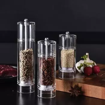Набор для измельчения соли и перца - ручные мельницы для специй из прозрачного акрила, идеально подходят для морской соли и перца, кухонные принадлежности