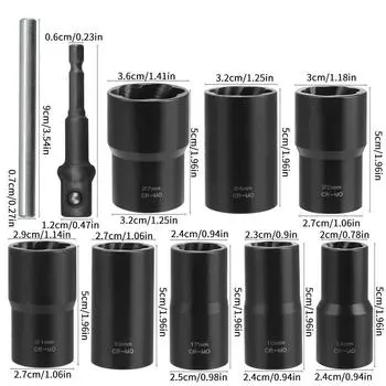 Набор для извлечения болтов, 10 инструментов для снятия гаек, набор для извлечения гаек болтов 12 дюймов, чёрный