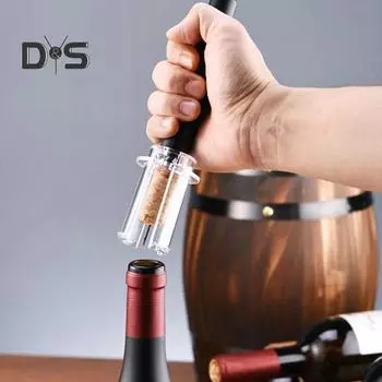 Набор для извлечения пробок с помощью воздушного насоса Набор для извлечения пробок с помощью пневматического насоса Набор для извлечения пробок с помощью пневматического насоса для бутылок Простой инструмент для извлечения пробок для любителей вина чёрны