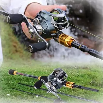 Набор для кастинговой рыбалки, 4 секции, переносная комбинированная удочка с кастинговой рыболовной катушкой для левой/правой руки 2.1M-Left hand
