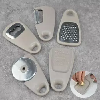 Набор для кемпинга на открытом воздухе, 5 предметов, терка для сыра, открывалка для бутылок, овощечистка, нож для пиццы, измельчитель чеснока и имбиря, приспособление для чистки трав