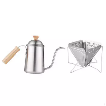 Набор для кемпинга с кофейником, капельный чайник с длинным носиком, легкий обтекаемый носик, ручное заваривание without filter paper