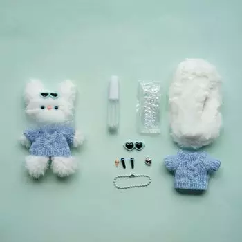 Набор для куклы «Торговый центр» ручной работы, пушистая плюшевая игрушка, милый корейский брелок ручной работы, набор для самостоятельной работы, набор для ключей «Торговый центр» (Белый трикотаж)