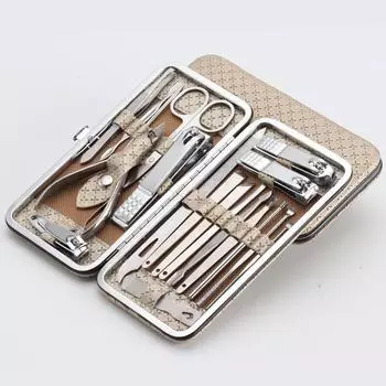 Набор для кусачек для ногтей: 19 шт. - Специальные ножницы для педикюра и косых ногтей на ногах 19 pieces золотой