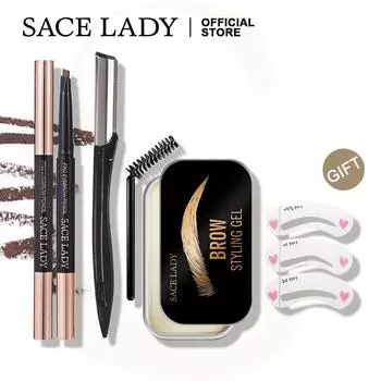 Набор для макияжа глаз SACE LADY, водостойкое мыло для укладки бровей + устойчивый к размазыванию карандаш для бровей + бритва для бровей + трафарет для бровей, 4 шт.